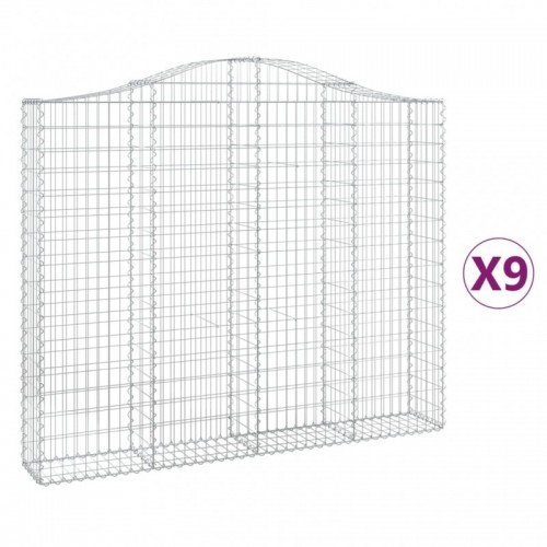 9 db íves horganyzott vas gabion kosár 200x30x160|180 cm