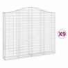 9 db íves horganyzott vas gabion kosár 200x30x160|180 cm