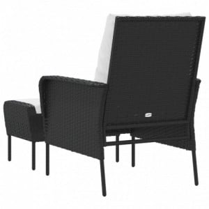 Fekete polyrattan kerti szék lábtartóval