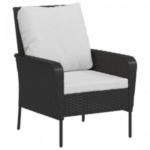 Fekete polyrattan kerti szék lábtartóval