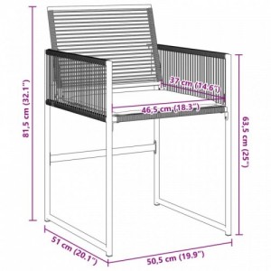 4 db fekete polyrattan kerti szék párnával