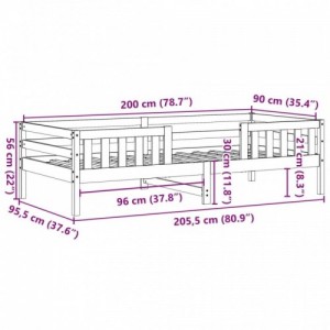 Tömör fenyőfa ágy matrac nélkül 90 x 200 cm