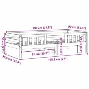 Viaszbarna tömör fenyőfa ágy matrac nélkül 90 x 190 cm