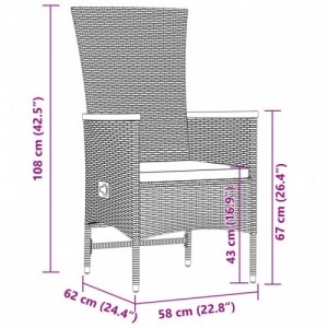 11 részes fekete polyrattan kerti étkezőgarnitúra párnákkal