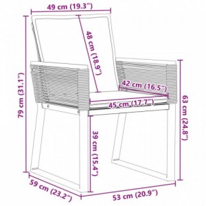 2 db fekete polyrattan kerti szék párnával