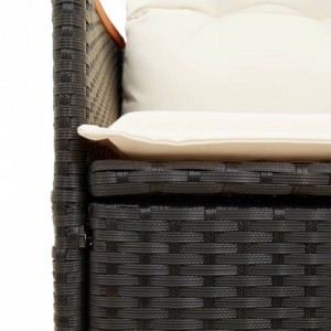 3 részes fekete polyrattan bisztrógarnitúra párnával