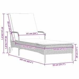 2 db világosszürke polyrattan napozóágy párnával