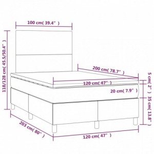 Fehér műbőr rugós ágy matraccal és LED-del 120x200 cm