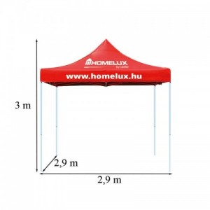 Összecsukható kerti pavilon 2,9x2,9x3 m piros