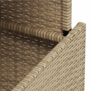 Bézs polyrattan és akácfa kerti asztal 100 x 55 x 73 cm