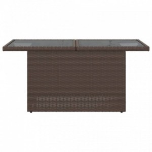 Barna polyrattan üveglapos kerti asztal 100 x 55 x 73 cm