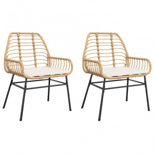 2 db barna polyrattan kerti szék párnákkal