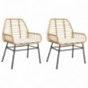 2 db barna polyrattan kerti szék párnákkal
