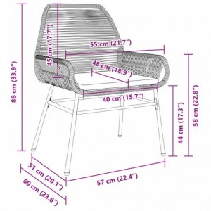 2 db szürke polyrattan kerti szék párnákkal