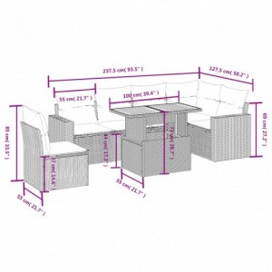 7 részes bézs polyrattan kerti ülőgarnitúra párnákkal