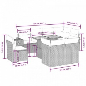 9 részes bézs polyrattan kerti ülőgarnitúra párnákkal