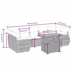 8 részes bézs polyrattan kerti ülőgarnitúra párnával