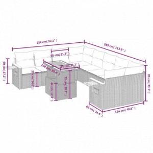 9 részes bézs polyrattan kerti ülőgarnitúra párnákkal