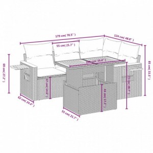 5 részes bézs polyrattan kerti ülőgarnitúra párnákkal