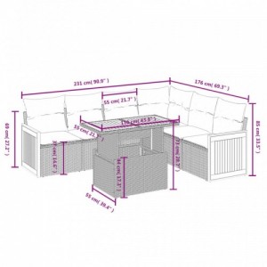 7 részes bézs polyrattan kerti ülőgarnitúra párnákkal