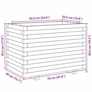 Viaszbarna tömör fenyőfa kerti virágtartó 70 x 40 x 49,5 cm