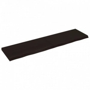 Sötétbarna kezelt tömör tölgyfa fali polc 200 x 50 x (2-6) cm