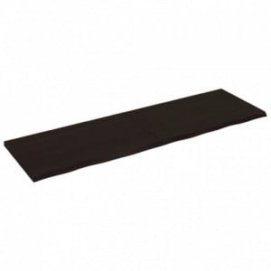 Sötétbarna kezelt tömör tölgyfa fali polc 200 x 60 x (2-4) cm