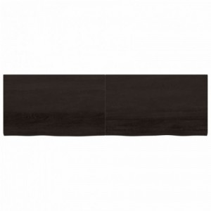 Sötétbarna kezelt tömör tölgyfa fali polc 200 x 60 x (2-4) cm