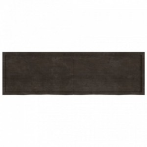 Sötétbarna kezelt tömör tölgyfa fali polc 200 x 60 x (2-4) cm