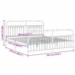 Fehér fém ágykeret fej- és lábtámlával 183 x 213 cm