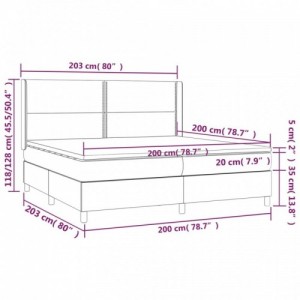 Sötétbarna szövet rugós ágy matraccal 200 x 200 cm