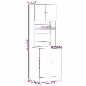 Fekete szerelt fa konyhaszekrény 60 x 50 x 180 cm