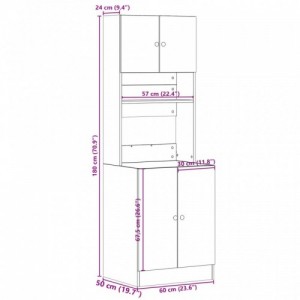 Betonszürke szerelt fa konyhaszekrény 60 x 50 x 180 cm