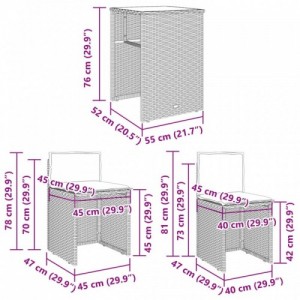 3 részes világosszürke polyrattan bisztrógarnitúra párnákkal