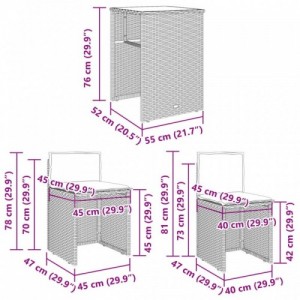 3 részes fekete polyrattan bisztrógarnitúra párnával