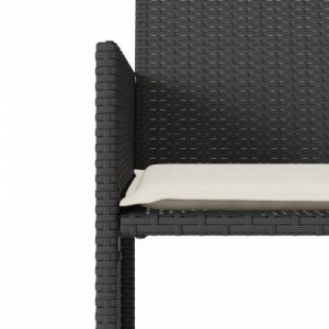 2 személyes fekete polyrattan kerti kanapé asztallal|székkel