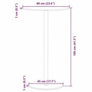 Fekete acél kerek kerti asztal Ø60 x 105 cm