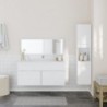 3 részes fehér szerelt fa fürdőszobai bútorszett