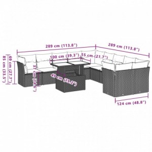 11 részes bézs polyrattan kerti ülőgarnitúra párnákkal