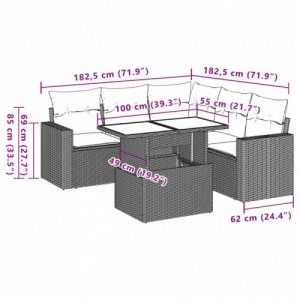 6 részes barna polyrattan kerti ülőgarnitúra párnával