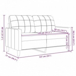 Kétszemélyes kék bársony kanapé 120 cm