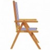 4 db kék és fehér szövet és tömör fa dönthető kerti szék