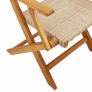 6 db bézs polyrattan és tömör fa összecsukható kerti szék