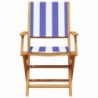 4 db kék és fehér szövet és tömör fa összecsukható kerti szék