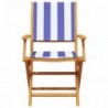 6 db kék és fehér szövet és tömör fa összecsukható kerti szék