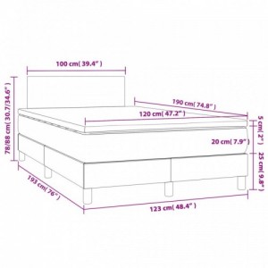 Sötétszürke szövet rugós és LED-es ágy matraccal 120x190 cm