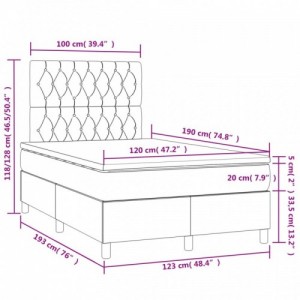 Fekete szövet rugós és LED-es ágy matraccal 120x190 cm