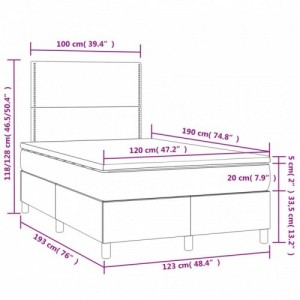 Fekete szövet rugós és LED-es ágy matraccal 120x190 cm