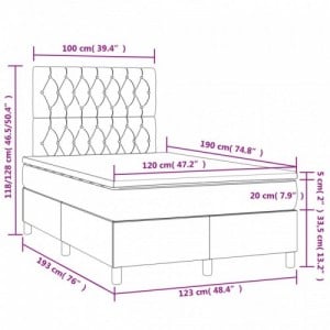 Krémszínű szövet rugós és LED-es ágy matraccal 120x190cm