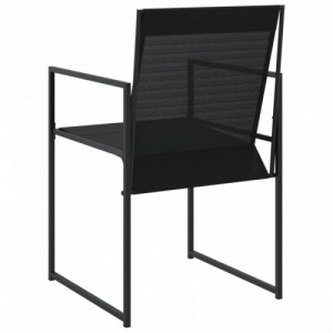 4 db fekete acél és textilén kerti szék